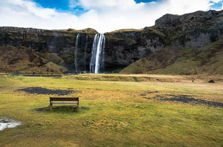 selfjalandsfoss one of the most beautiful waterfalls in all icelandの写真素材