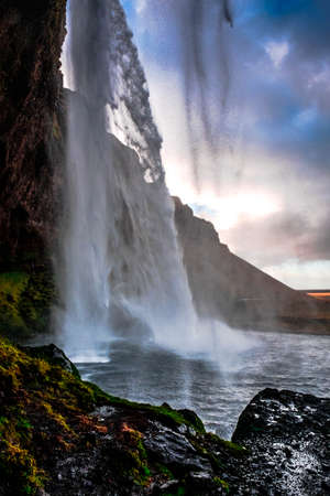 Seljalandsfoss, a medical waterfall in South Icelandの写真素材