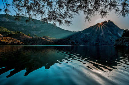 The Tibi reservoir, in Alicante, Spain, at dawn.