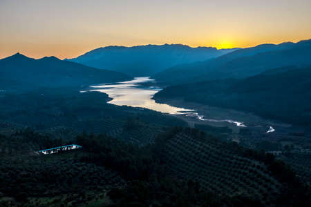 El tranco de Beas reservoir from Hornos, Jaen, Spainの写真素材