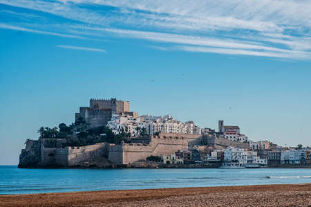 The old town of Peniscola from the beach in the Spanish Mediterraneanのeditorial素材