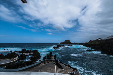 Porto Muniz and its swimming pools on a rough day