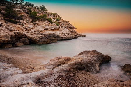 The RacÃ³ del Conill, a paradisiacal cove near Villajoyosa in the Spanish Mediterraneanの写真素材