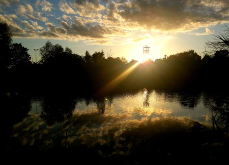 Reflections on a lakeの写真素材