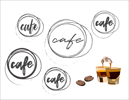 coffee shop logo. coffee bean, espresso brewingのイラスト素材