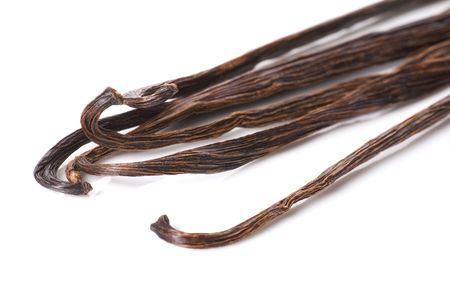 vanilla beans isolated on the white backgroundの写真素材