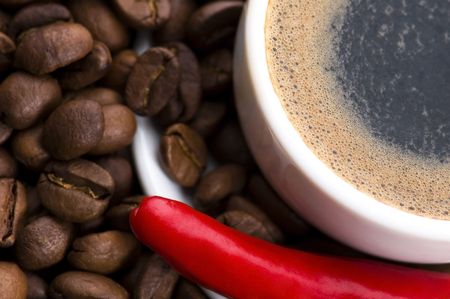 hot coffee with chiliの写真素材