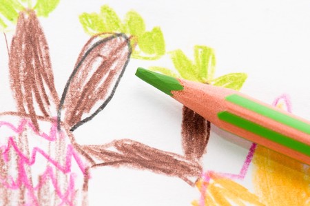 pencil and child drawingの写真素材