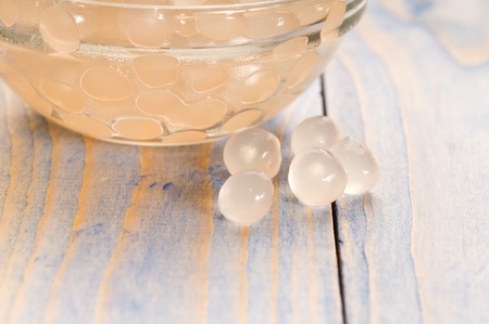 tapioca pearls with lime. white bubble tea ingredients