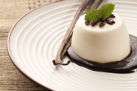 Panna Cotta with chocolate and vanilla beansの写真素材