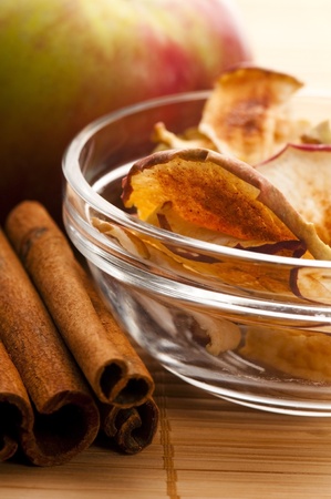 Dried apples with cinnamonの写真素材