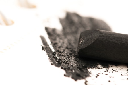 Artist's black charcoal with smudgeの写真素材