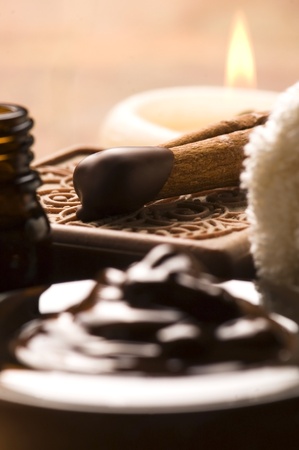 Chocolate spa with cinnamonの写真素材