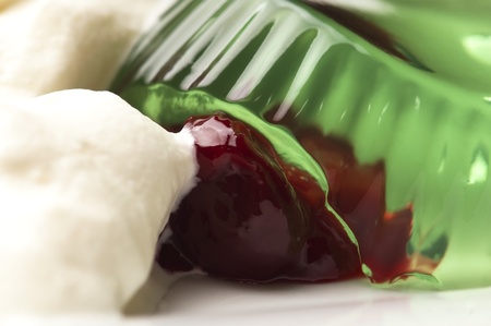 Jelly with jam and sour creamの写真素材