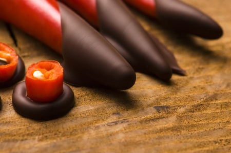 Homemade chocolate with chilliの写真素材