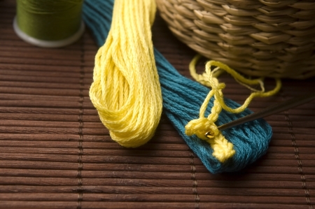 Crochet hook and wool