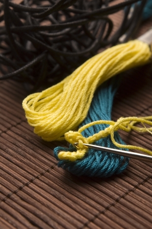 Crochet hook and woolの写真素材