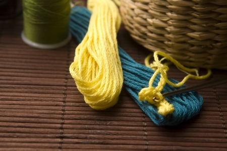 Crochet hook and woolの写真素材