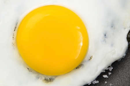 Fried eggs on on a panの写真素材