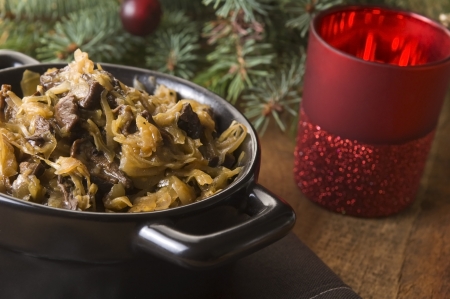 Traditional polish sauerkraut with mushrooms for christmasの写真素材