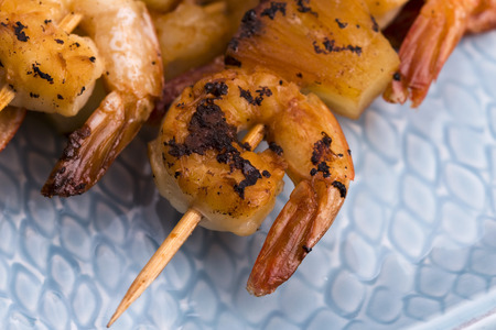 Skewer shrimp with pineappleの写真素材