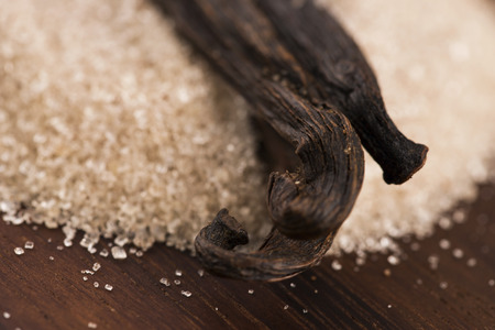 vanilla sugar and vanilla beansの写真素材