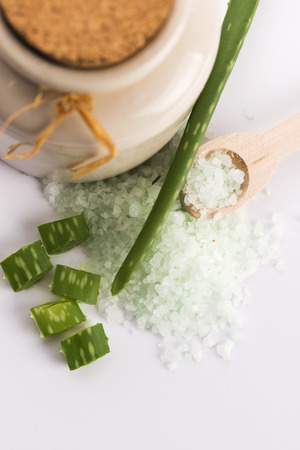 aloe vera and sea saltの写真素材