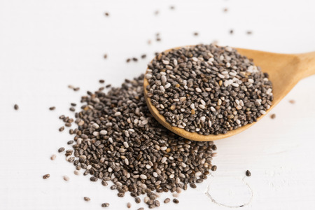 chia seeds isolated on whiteの写真素材