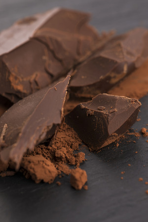 Chopped chocolate with cacaoの写真素材
