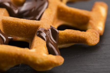 waffles with chocolateの写真素材