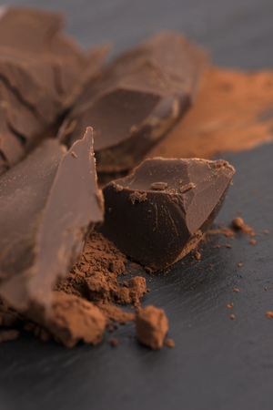 Chopped chocolate with cacaoの写真素材