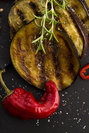Grilled eggplant slicesの写真素材