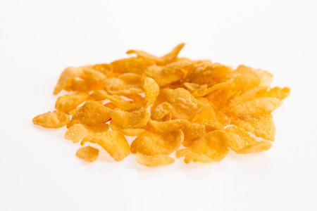 Corn flakes on white background