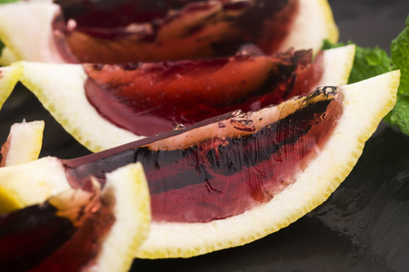 Lemon vodka blackcurrant jelly (jello) shots