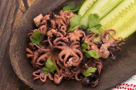 Octopus. Greek, eating.の写真素材