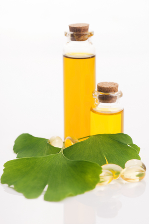 ginkgo with essential oilの写真素材