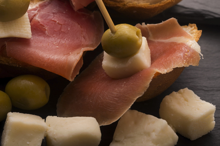 Spanish food tapas. Cooking, choppedの写真素材