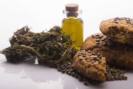 Use CBD cannabis buds of Cookies with marijuanaの写真素材