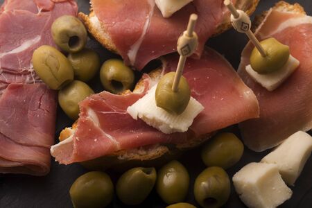 Spanish food tapas. Cooking, choppedの写真素材