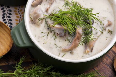 turkish traditional tripe soup; iskembe corbasi and offal soupの写真素材