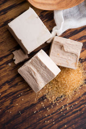 fresh pressed yeast serving board, selective focusの写真素材