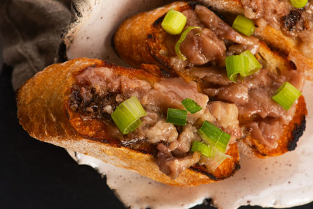 Homemade Roasted Beef Bone Marrow with toastの写真素材