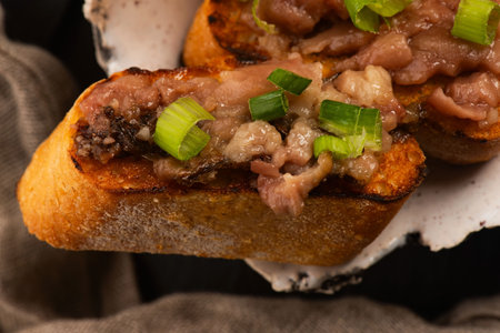 Homemade Roasted Beef Bone Marrow with toastの写真素材