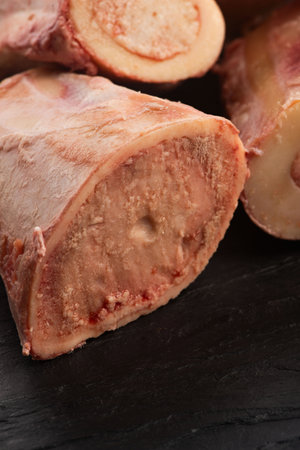 Raw uncooked beef bone marrowの写真素材