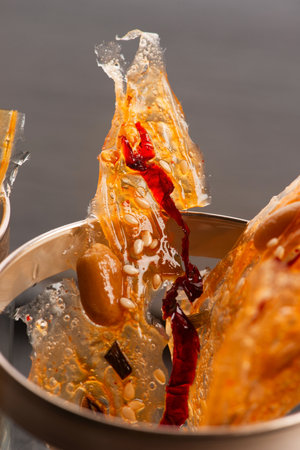 Glass kimchi flavor potatoe chipsの写真素材