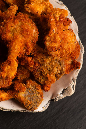 Fried Oyster Mushroom, Freash Oyster Mushroom Breadedの写真素材