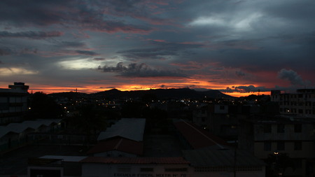 Condensed clouds over buildingsのeditorial素材