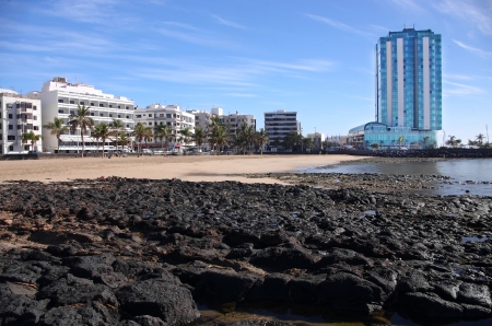 the beach in Arrecife, Lanzarote, Canary Islandsのeditorial素材