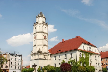 street of Paczkow city of towers, Silesia, Polandの写真素材
