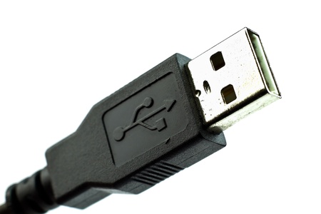 Close up of a USB connection isolated on white.の写真素材